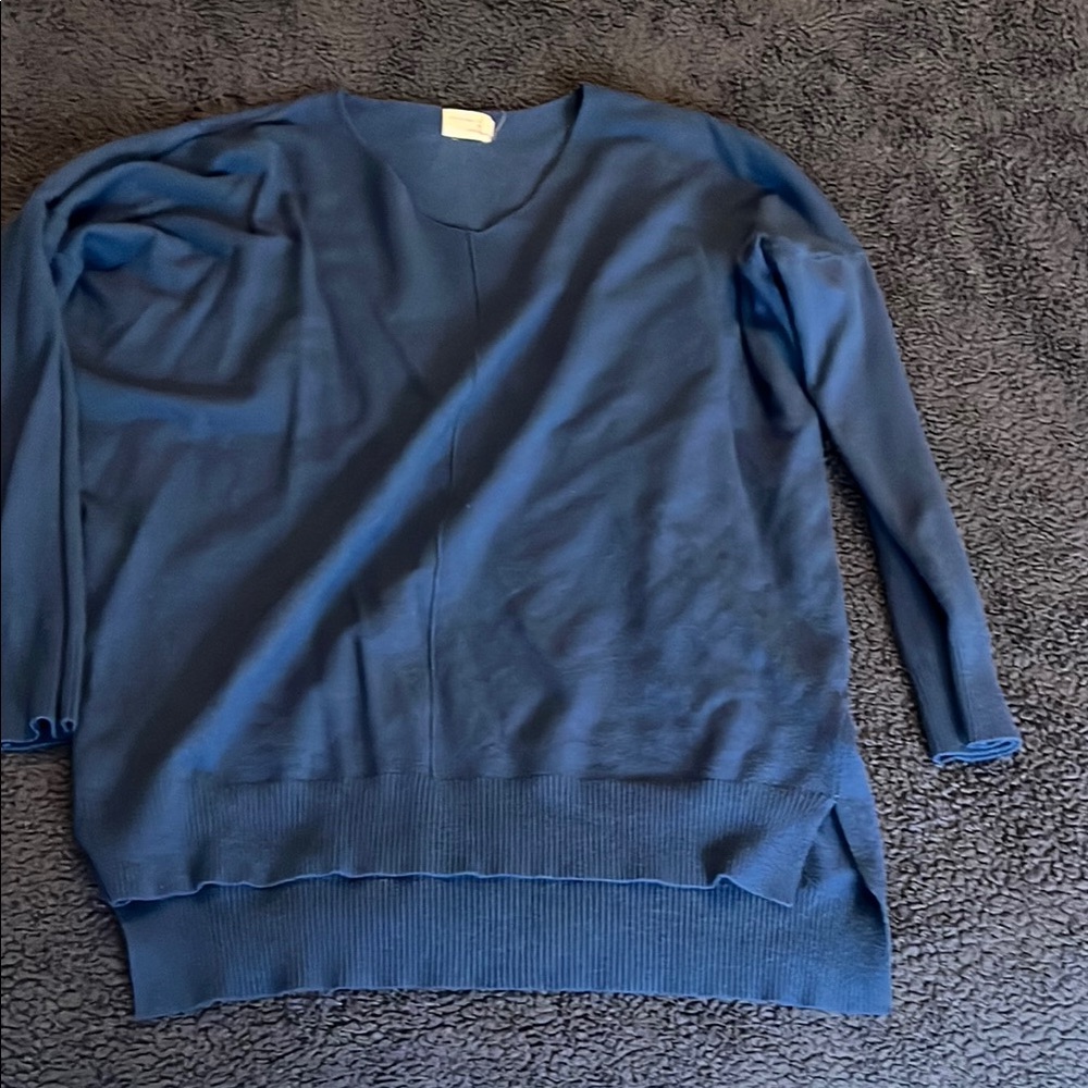 Blue V-Neck Sweater with Relaxed Fit